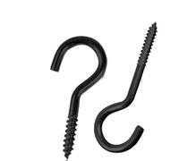 ZNTIHZ 100pcs Opening Lamp Hook Screws Question Mark Black Plated Ceiling Hooks Screw-in for Hanging Plants,Cups(10#)