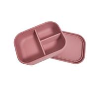 ZNTIHZ 1PC Silicone Lunch Box with 3 Compartments for Home and Outdoor Use Bento for Going to School,Camping(Red)