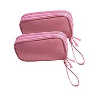 ZNTIHZ 2pcs Portable Double Layer Travel Digital Product Storage Bag USB Data Cable Manager Earphones Mobile Power for Travel and Office Storage(Pink)