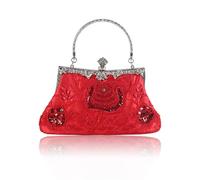 ZNTIHZ Bead Embroidery Women Evening Bag Diamonds Shell Lady Small Day Clutches Party Dinner Wedding Bridal Pearl Handbags Purse For Wedding,Party(Red)