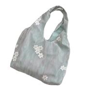 ZNTIHZ Flower Embroidery Bag For Women Large Capacity Lace Embellished Elegant Vacation Tote For Travel For Dinner Parties,Gatherings(Blue)