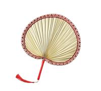 ZNTIHZ Palm Leaf Fan Natural Hemming Handheld Fan Room Wall Decoration With Tassel Retro Rural Style Summer Fan Performance Props For Personal Deco,Summer Party(Red-S)