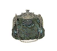 ZNTIHZ Retro Embroidery Designer Bags Luxury Purses and Handbags Bead bag Sequins Clutch Purse Chains Shoulder Evening Bag For Wedding,Party(Green)