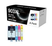 ZNTKJ 903XL Ink Cartridge Replacement With Chip For HP 903 XL Works With OfficeJet Pro 6950 6960 6968 6970 6975 All-in-one, High Yield Multicolor Combo Pack,4 Color-4 Pack