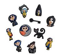 ZNTU 11 PCS Coraline Shoe Charms Pack，Cartoon Widgets for Bubble Slides Clog Shoe DIY，Horror PVC Pin Decoration, Silicone, No Gemstone