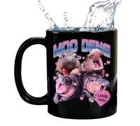 znutc Baby Hippo Moo Dengs Mug, 350ml Cute Hippo Ceramic Coffee Mugs, Baby Hippo Moo Dengs Meme Coffee Cup with Handle, Hippopotamus Moo Dengs Milk Cup Travel Cups, for Fans Presents