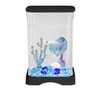 znutc Betta Tank, 4K HD Desk Fish Tank, Small Aquarium Ornamental, Aquarium Starter with LED Light, Fish Bowl for Kitchen Study Room Living Room Bedroom Home