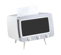 znutc Retro TV Tissue Box Phone Holder,2-in 1 Tissue Box Cell Phone Holder - TV Shaped Tissue Dispenser Box Phone Holder for Bathroom/Living Room/Bedroom Dresser/Night Stand/Desk/Table