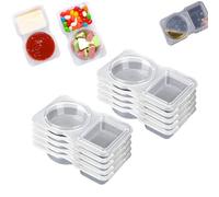 znvwki Reusable Snack Pots 2 Compartments, Reusable Snack Containers, Double Compartment Snacks Containers with Lids, Clear Plastic Pots with Lids, Microwave & Fridge Safe (20pcs)