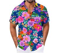 Znwerma Hawaiian Shirts for Men Fashion Funny Floral Patterns T Shirt Casual Short Sleeve Button Down Shirt Summer Holiday Beach Vacation Tshirts Multicolor Shit Shirts