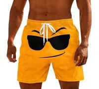 Znwerma Mens Swim Shorts Novelty Funny Face Printed Trunks Elastic Waist Drawstring Beach Board Short Casual Summer Holiday Swimming Surfing Hawaiian Vacation Boardshorts with Pockets