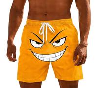 Znwerma Mens Swim Shorts Novelty Funny Face Printed Trunks Elastic Waist Drawstring Beach Board Short Casual Summer Holiday Swimming Surfing Hawaiian Vacation Boardshorts with Pockets