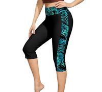 Znwerma Swimming Leggings for Women UK 2026 Trendy 3/4 High Waisted Casual Swim Legging Knee Length Tummy Control Yoga Pants Ladies Stretch Rash Guard Capris Swimsuit