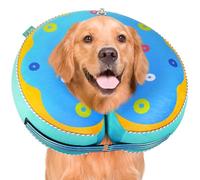 Znxiai Inflatable Reflective Dog Cone Collar Alternative After Surgery, Dog Neck Donut, Recovery Soft Protective E Collar, Adjustable, for Large Dogs (Blue)