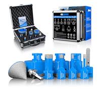 ZNXIMER Diamond Tile Drill Bit Set - 10 Pieces 6/6/10/20/35/50/68 mm Diamond Drill Bit with 10 mm and 50 mm Finger Mill Adapter for Dry Drilling in Porcelain Tile Granite Marble