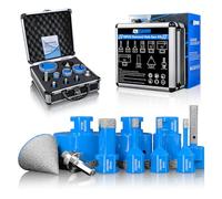 ZNXIMER Diamond Tile Drill Bit Set - 10 Pieces 6/6/8/20/35/50/68 mm Diamond Drill Bit with 10 mm and 50 mm Finger Milling Cutter An Adapter for Dry Drilling in Porcelain Tile Granite Marble