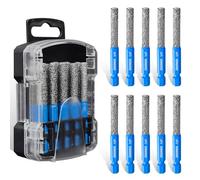 ZNXIMER Tile Drill Bits, 10pcs 1/4" Diamond Drill Bits for Ceramic Glass Porcelain Marble Granite, with Versatile Drilling and Milling
