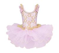 ZNYUNE Girls Ballet Dress Leotards Gymnastic Dance Tutu Skirt Dancewear Dress B204 Pink XL