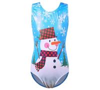 ZNYUNE Girls Ballet Leotards Colorful Flake of Snow Element Kids Gymnastics Sportwear leotards 3-12 Years SnowmanBlue 10A