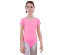 ZNYUNE Girls Cotton Gymnastics Leotard | Soft & breathable cotton leotard. Short sleeves, stretchy for all moves, easy to wash, comfy for dance, play & daily wear.
