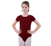 ZNYUNE Girls Cotton Gymnastics Leotard | Soft & breathable cotton leotard. Short sleeves, stretchy for all moves, easy to wash, comfy for dance, play & daily wear.