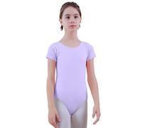 ZNYUNE Girls Cotton Gymnastics Leotard | Soft & breathable cotton leotard. Short sleeves, stretchy for all moves, easy to wash, comfy for dance, play & daily wear.