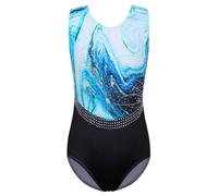 ZNYUNE Girls Gymnastics Leotard Classic Sleeveless with Sequins B322 AgateBlack 16A
