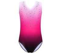 ZNYUNE Girls Gymnastics Sparkle Gradient Color Leotards for kids 3-14 Years 180 PinkRose 6A