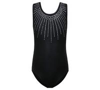 ZNYUNE Girls One Piece Black Gradient Color Sparkle Leotard Dancing Ballet Gymnastics Athletic Leotards for Little Girl B199 Black 4A