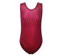 ZNYUNE Girls One Piece Blue Gradient Color Sparkle Leotard Dancing Ballet Gymnastics Athletic Leotards for Little Girl B199 WineRed 6A