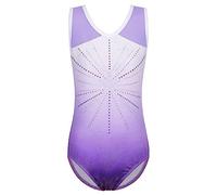 ZNYUNE Girls One Piece Blue Gradient Color Sparkle Leotard Dancing Ballet Gymnastics Athletic Leotards for Little Girl B283 LightPurple 6A