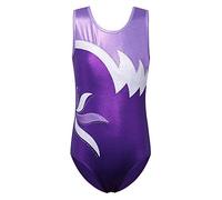 ZNYUNE Girls One Piece Blue Gradient Color Sparkle Leotard Dancing Ballet Gymnastics Athletic Leotards for Little Girl B208 Purple 6A