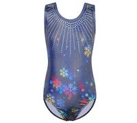 ZNYUNE Girls One Piece Blue Gradient Color Sparkle Leotard Dancing Ballet Gymnastics Athletic Leotards for Little Girl B258 NavySnowflake 8A