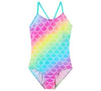ZNYUNE Girls' One-Piece Swimsuit, Quick-Drying, UV Protection Swimsuit, Des463-mermaid rainbow, 6-7 Years