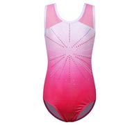ZNYUNE Girls Sparkly Sleeveless Gymnastics Leotard for Dance Age 3-16 | Crystal-studded fabric, soft stretchy polyester, ideal for recitals & training, breathable, durable, easy to wash.