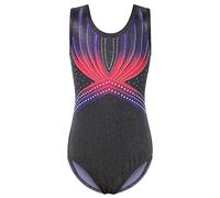 ZNYUNE Gymnastic Leotards Girls Ballet Bodysuits One-piece Stretch Sportwear 5-14 Years B302 Black 6A