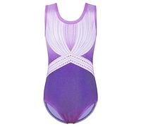 ZNYUNE Gymnastic Leotards Girls Ballet Bodysuits One-piece Stretch Sportwear 5-14 Years B302 LightPurple 14A