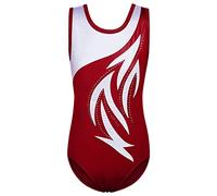 ZNYUNE Gymnastic Leotards Girls Ballet Bodysuits One-piece Stretch Sportwear 5-14 Years B303 WhiteWineRed 12A