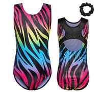 ZNYUNE Gymnastic Leotards Girls Ballet Bodysuits One-piece Stretch Sportwear 5-14 Years B304 Zebra 14A