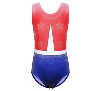 ZNYUNE Gymnastics Leotards for Girls Long Sleeve/Sleeveless Colorful Sparkle Athletic Ballet Dance Leotard for Kids 3-12 Years B296 RedBlue 10A