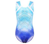 ZNYUNE Kid Girls Gymnastic Leotards TieDye Ballet Bodysuits One-piece Unitards Stretch Sportwear 3-14 Years B294 LightBlue 8A
