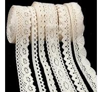 ZNZAKKA Beige Lace Ribbon Cotton Crochet Lace Trim for Scrapbooking Dream Catcher Decorative Crafts Supply (33 Yards)