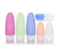 ZOADLE Squeezable Silicone Travel Bottles Under 100ml with Clear Toiletry Bag and Travel Jars Multicolour, 7PCS