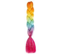ZOAPDEBCE Human Hair Extension Tape, 24inch Synthetic Glitter Jumbo Braids Extensions Sparkle Rainbow Braiding Hair For Women DIY Hairstyle(H1)(H67)