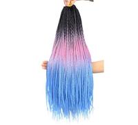 ZOAPDEBCE Human Hair Extension Tape, Long Straight 3x Box Braids Hair Extensions Synthetic Hair Colorful Thin Box Braids Hair For Women(3-7)(45721)