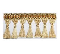 ZOAPDEBCE Vintage Fringe Tassel Trim, 4 Yards Braided Hanging Beads Tassel Fringe Trimming, Tassel Fringe Hanging Ball Trim Braided Ribbon Curtain Trimming Lantern Trimming(Onecolor)