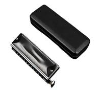 ZOAPDEBCEDiatonic Harmonica for Children& Adults, Black 12 Hole Chromatic Harmonica C Key Beginners Mouth Harmonica Student Professional Musical Instrument harmonica Beginners
