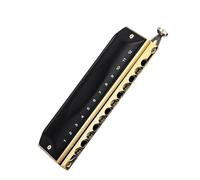 ZOAPDEBCEDiatonic Harmonica for Children& Adults, Black Gold Chromatic Harmonica 12 Holes 48 Tone C Key Professional Harmonica Playing Musical Instruments harmonica Beginners