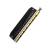 ZOAPDEBCEDiatonic Harmonica for Children& Adults, Black Gold Chromatic Harmonica 12 Holes 48 Tone C Key Professional Harmonica Playing Musical Instruments harmonica Beginners