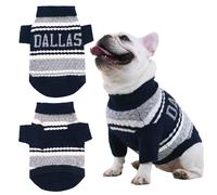 ZOARVEXD Dallas Small Dog Sweater Football Theme Turtleneck Knit Dog Sweaters for Small Pets Warm Winter Cat Dog Clothes